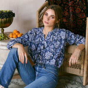 Mille Florian Top in Indigo Garden